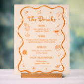 Oranje handgetekend tropisch huwelijksfeest drankm acryl bord (Neutraal)