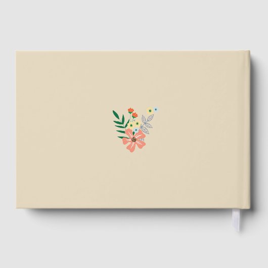 Oranje handgetekende bloemen, bruiloft gastenboek (Achterkant)