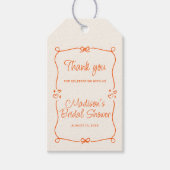 Oranje Handgetekende Frame Bruiloft Dank Je Cadeaulabel (Voorkant)