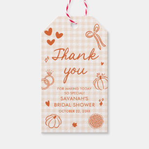 Oranje Handgetekende 'In de Liefde Vallen' Bruidsd Cadeaulabel