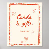 Oranje handgetekende Kaarten en geschenken in Ital Poster (Voorkant)