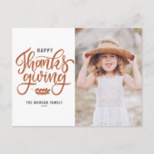 Oranje handje met Happy Thanksgiving Feestdagenkaart (Voorkant)