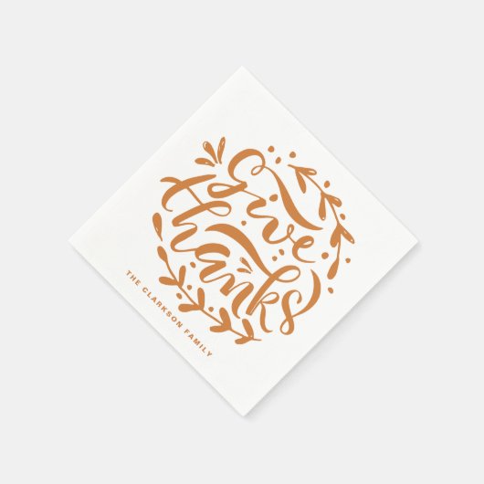 Oranje handletters geven Bedankt Thanksgiving Servet (Hoek)