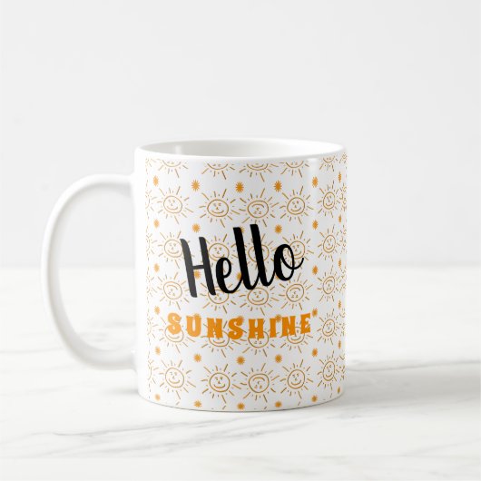 Oranje handschrift Sun Pattern Custom Koffiemok (Links)