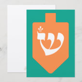 Oranje Hanukkah Dreidel w. Hebreeuwse Letter Shin (Voorkant / Achterkant)