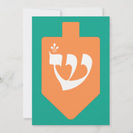 Oranje Hanukkah Dreidel w. Hebreeuwse Letter Shin
