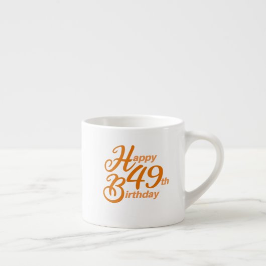 Oranje Happy 49th Birthday cursive text Espresso Kop (Rechts)