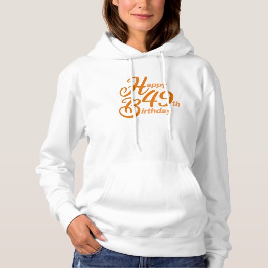 Oranje Happy 49th Birthday cursive text Hoodie (Voorkant)