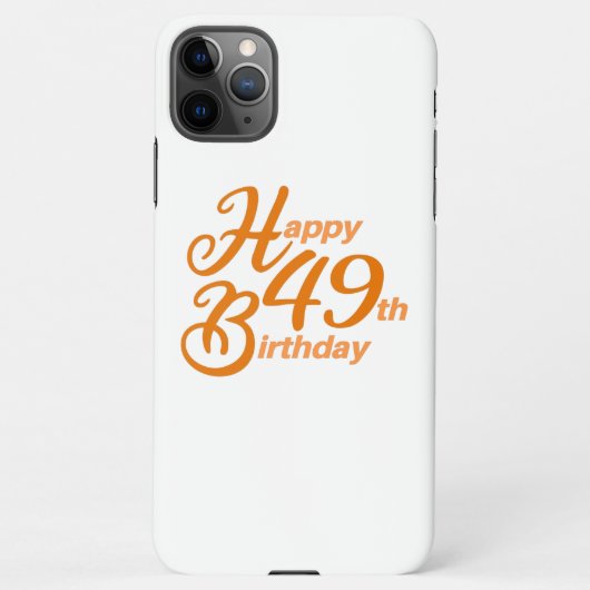 Oranje Happy 49th Birthday cursive text iPhone Hoesje (Achterkant)
