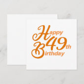 Oranje Happy 49th Birthday cursive text Kaart (Voorkant / Achterkant)