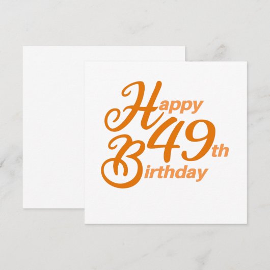 Oranje Happy 49th Birthday cursive text Kaart (Voorkant / Achterkant)