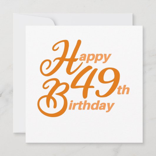 Oranje Happy 49th Birthday cursive text Kaart (Voorkant)