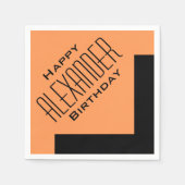 Oranje Happy Birthday Art Deco - Gepersonaliseerd Servet (Voorkant)