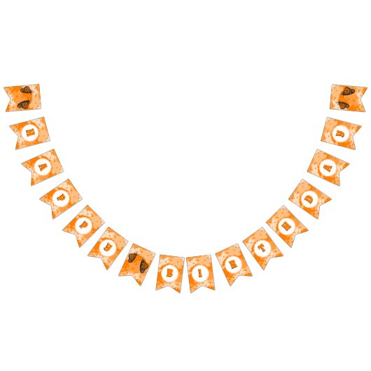 Oranje Happy Birthday Floral Bunting Banner (Alle)