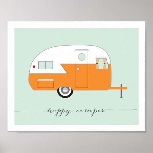 Oranje Happy Camper-kunst drukt 8 x 10 af Poster (Voorkant)