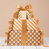 Oranje Happy Face Stripes en Polka Dot Inpakpapier Vel