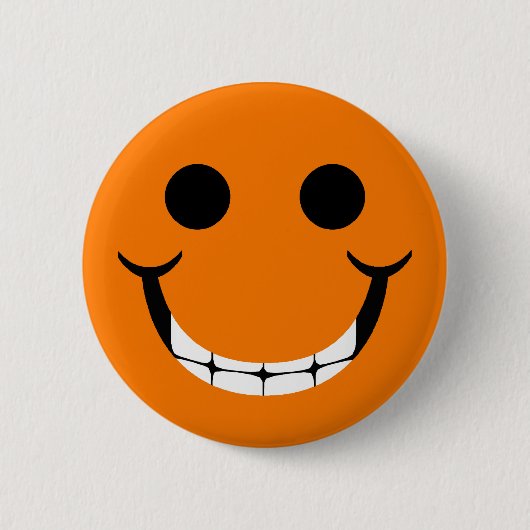 ORANJE HAPPY GRIN RONDE BUTTON 5,7 CM (Voorkant)