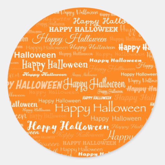 Oranje Happy Halloween Modern Typografie Ronde Sticker (Voorkant)