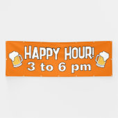 Oranje Happy Hour-banner Spandoek (Horizontaal)
