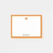 Oranje hart en rand op wit met naam post-it® notes (Voorkant)