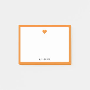 Oranje hart en rand op wit met naam post-it® notes