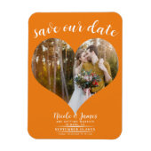 Oranje Hart Foto Bruiloft Save the Date Magneet (Verticaal)