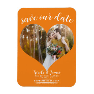 Oranje Hart Foto Bruiloft Save the Date Magneet