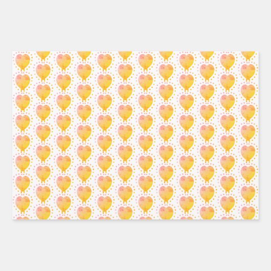 Oranje Hart Polka Dot Abstract Patroon Inpakpapier Vel (Voorkant 3)