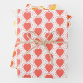 Oranje Hart Polka Dot Abstract Patroon Inpakpapier Vel (In situ)