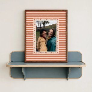 Oranje Hart Rand Poster - Aangepaste Foto Cadeau