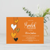 Oranje Hart Thema Bruidsfeest Kaart (Staand voorkant)