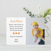 Oranje hart word je mijn godmoeders foto kaart (Staand voorkant)