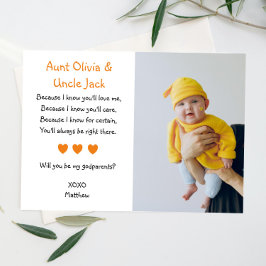 Oranje hart... word jij mijn godouders met foto kaart