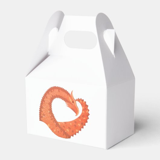 Oranje hartdraak op wit bedankdoosjes (Voorkant Zijde)
