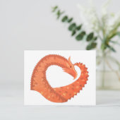 Oranje hartdraak op wit briefkaart (Staand voorkant)