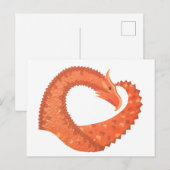 Oranje hartdraak op wit briefkaart (Voorkant / Achterkant)