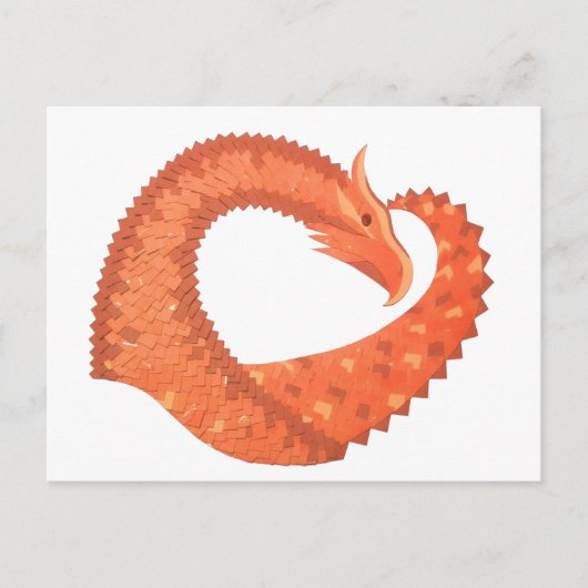 Oranje hartdraak op wit briefkaart (Voorkant)