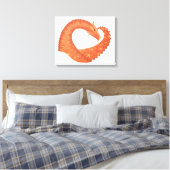 Oranje hartdraak op wit canvas afdruk (Insitu (Slaapkamer))