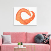 Oranje hartdraak op wit canvas afdruk (Insitu (Woonkamer))