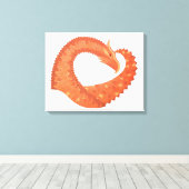 Oranje hartdraak op wit canvas afdruk (Insitu (Houten vloer))