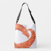 Oranje hartdraak op wit crossbody tas (Achterkant)