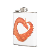 Oranje hartdraak op wit heupfles (Links)