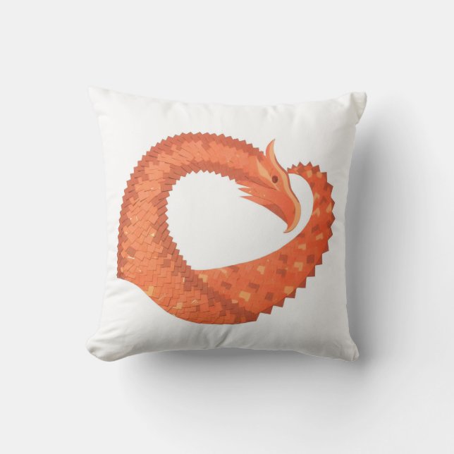Oranje hartdraak op wit kussen (Voorkant)