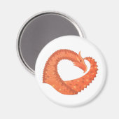 Oranje hartdraak op wit magneet (Voorkant / Achterkant)