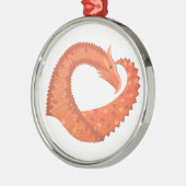 Oranje hartdraak op wit metalen ornament (Links)