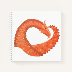 Oranje hartdraak op wit notitieboek