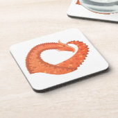 Oranje hartdraak op wit onderzetter (Linkerzijde)