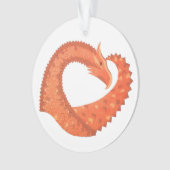 Oranje hartdraak op wit ornament (voorkant)