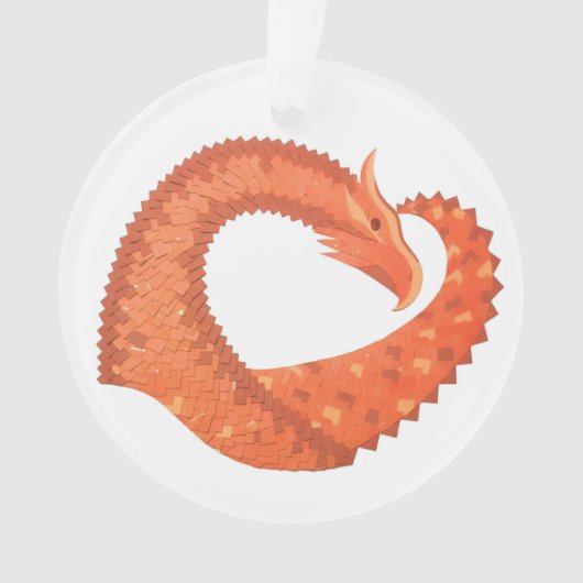 Oranje hartdraak op wit ornament (voorkant)