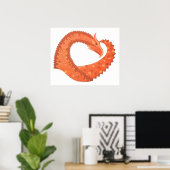 Oranje hartdraak op wit poster (Thuiskantoor)